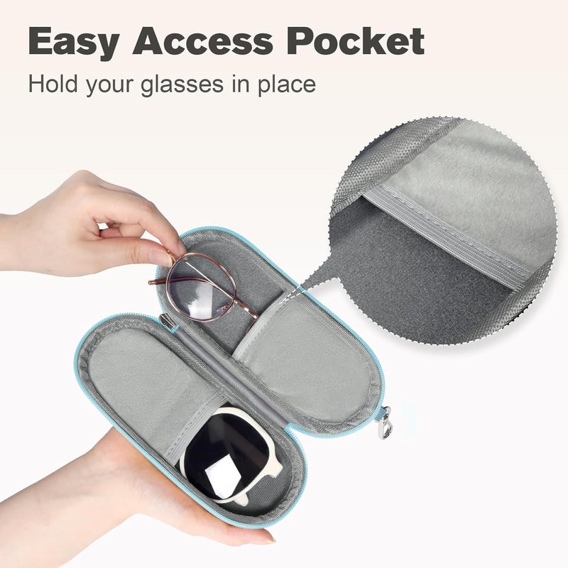Huvon Double Eyeglasses Case, Dual Glasses Sunglasses Organizer with Zipper Closure, Eyewear Storage Box for Men Women Travel - Image 3